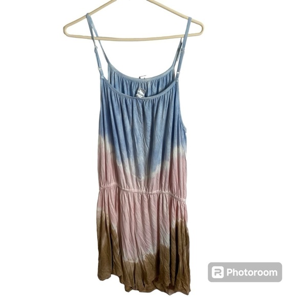 Venus Tie Dye Romper NEW 1X Belted Shorts One Piece Blue Brown Ombré Pink - Picture 2 of 8